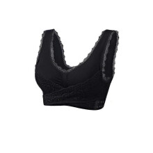 (M,Black)Comfy Corset Bra Front Cross Side Buckle Lace Bras Slim and Shape Posture Bras f54
