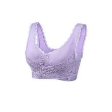 (5XL,Purple)Comfy Corset Bra Front Cross Side Buckle Lace Bras Slim and Shape Posture Bras f54