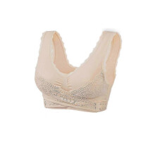 (4XL,Beige)Comfy Corset Bra Front Cross Side Buckle Lace Bras Slim and Shape Posture Bras f54