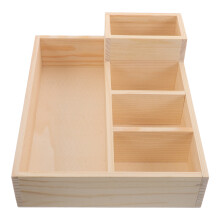 Wooden Storage Divider Box With Compartments For Socks Ties Underwear