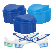 3 Sets Denture Storage Case With Brush – Waterproof Travel Box