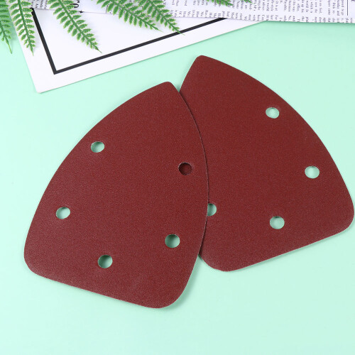 180 Pcs Triangle Sand Paper With Holes Flocking Self Adhesive Dark Red 1