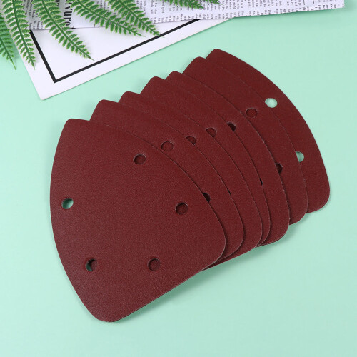 180 Pcs Triangle Sand Paper With Holes Flocking Self Adhesive Dark Red 2
