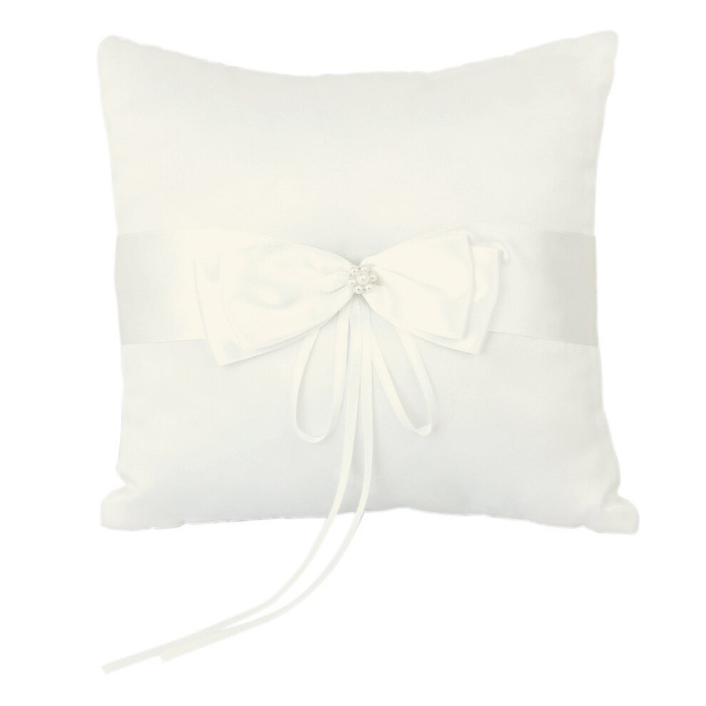 Solustre 3Pcs 10X10cm Wedding Ring Bearer Pillow With Satin Bow Pearl