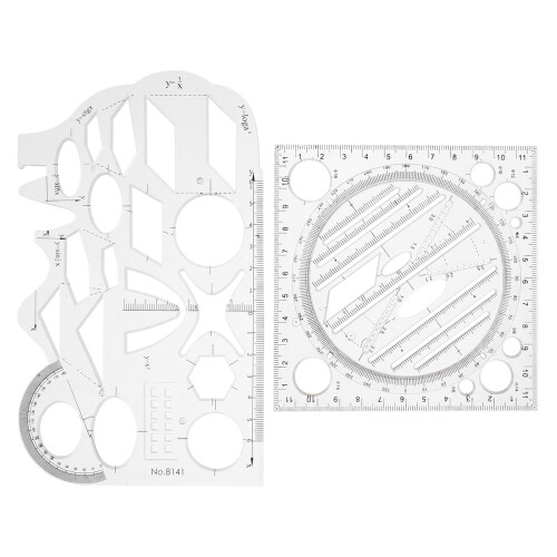 10 Pcs Geometric Ruler Plastic Drafting Template For Students 2