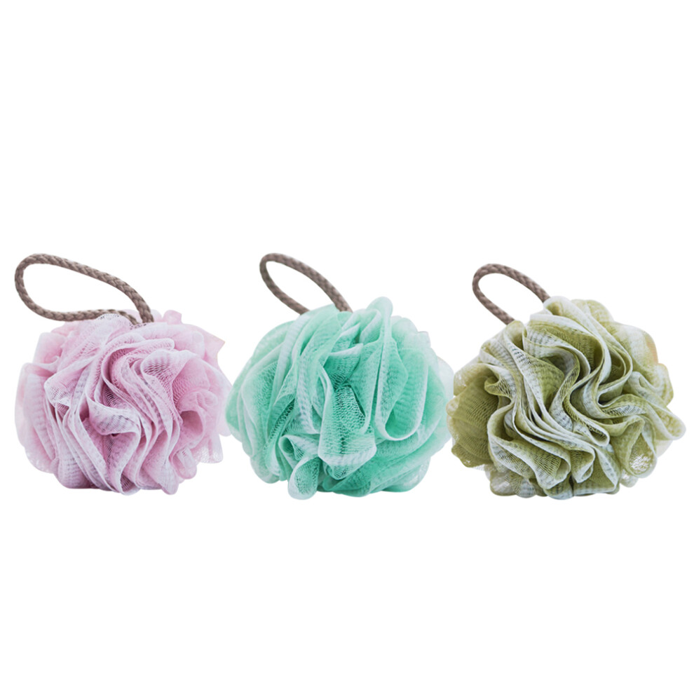 Vaguelly 3Pcs Shower Balls Mesh Bubble Nets With Hanging Rope