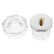 2Pcs Crystal Glass Jar For Acrylic Liquid Powder With Lid