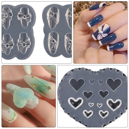 5pcs Creative Manicure Tools Silicone Nail 3d Bowknot Nail Art Molds 1