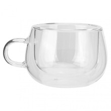 Transparent Double-Layer Glass Coffee Mug with Handle - 150ml Capacity