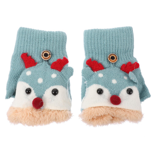 3 Pairs Kids Windproof Warm Half-Finger Gloves