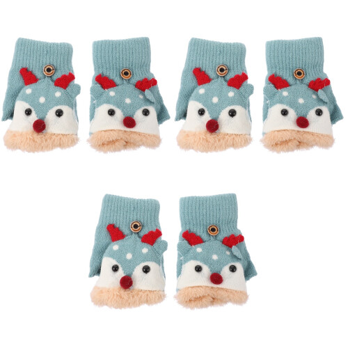 3 Pairs Kids Windproof Warm Half-Finger Gloves 2