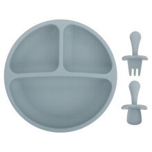 4 Sets Silicone Divided Dish With Fork Spoon