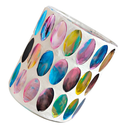 4Pcs Tea Light Holder Mosaic Glass Candle Holder Decor