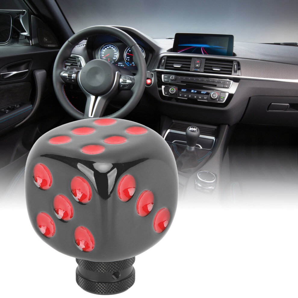 Dice Shape Shift Head Resin Gear Lever Knob For Most Cars - Black/Red 8051351992218