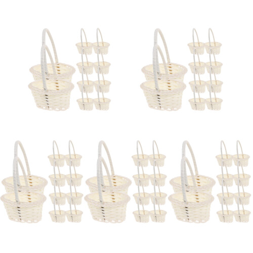 50 Pcs Woven Rattan Flower And Vegetable Handheld Baskets 1