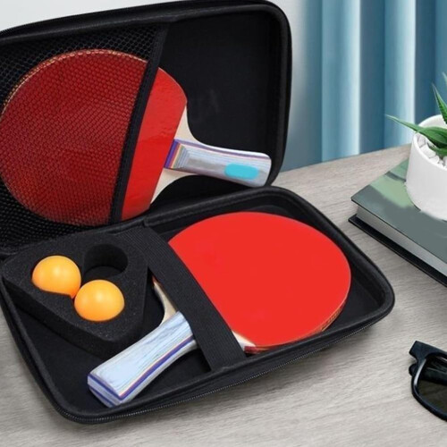 Square Table Tennis Paddle Bag Hard Shell Case Portable Blue Paddle Box 2