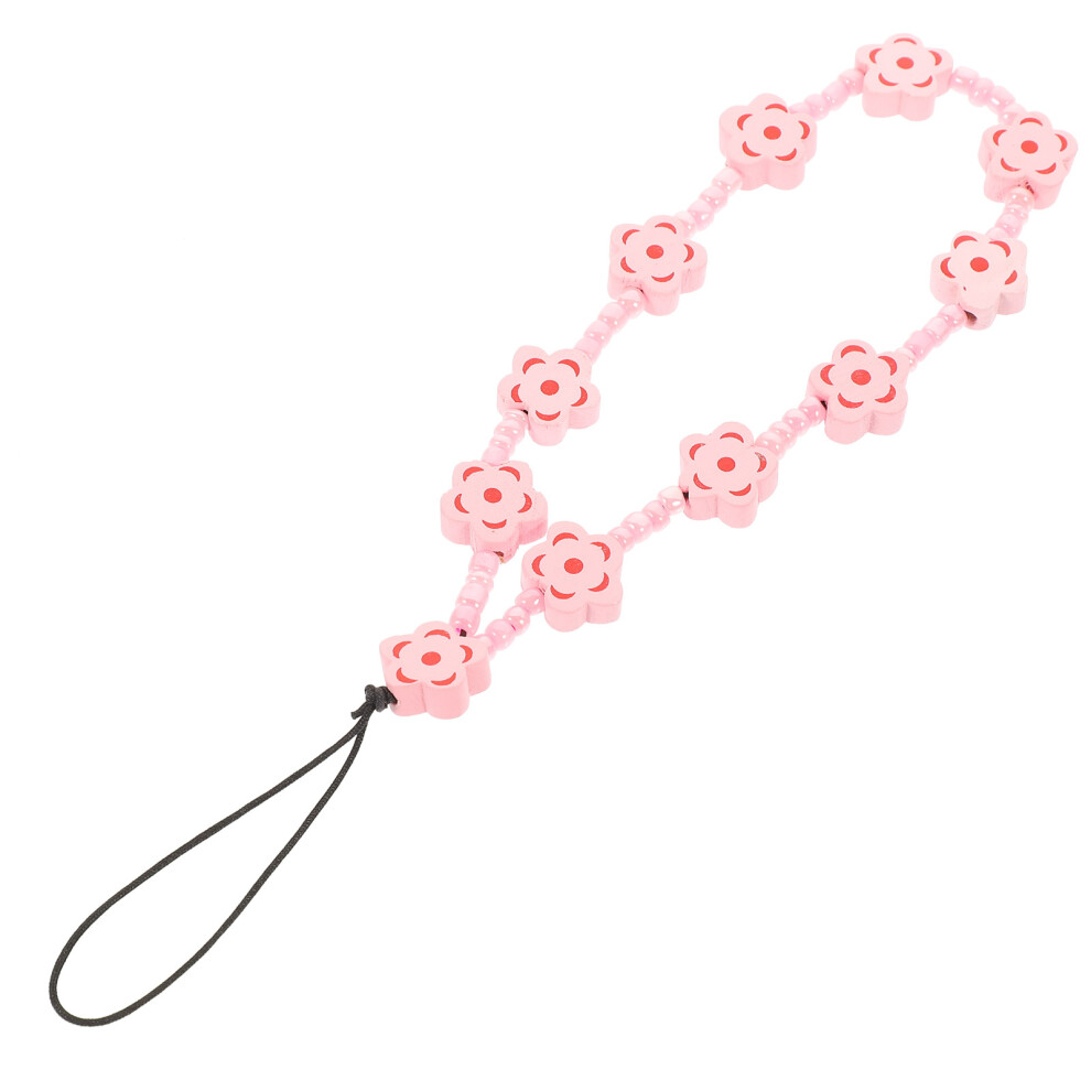 Beaded Phone Strap With Flower Charm And Wristlet 3362548365414