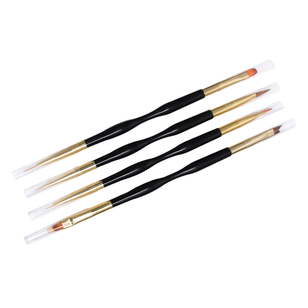 4Pcs Nail Art Brushes Set Black Double-Ended Liner Pens Manicure Tools-image-OPC-PKXHXRR-NEW