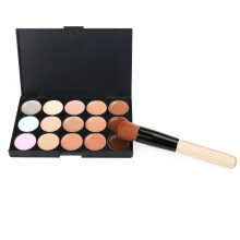 15 Colors Face Cream Makeup Concealer With Slant-Head Powder Brush