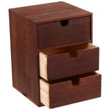 2 Pcs Desktop Storage Box Vintage Wooden Organizer Four-Layer