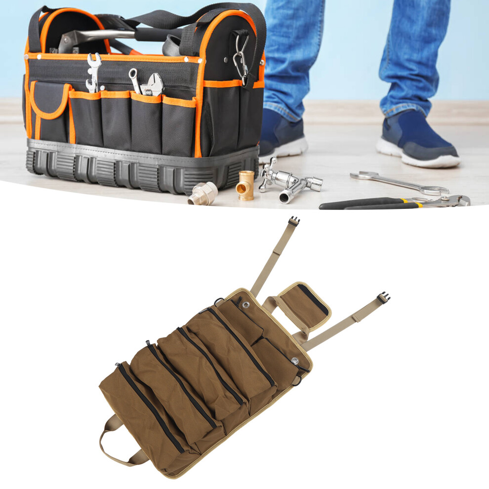 Portable Oxford Cloth Tool Roll Up Bag, 20X13in, Khaki 8071351993725