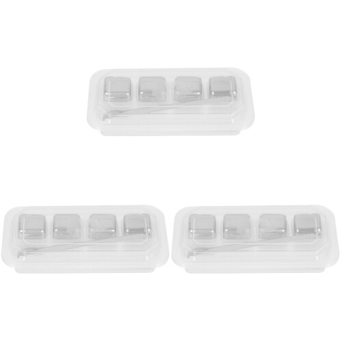 3Sets Langlebige Eiswürfel Für Zu Hause Und Bar Silber 1