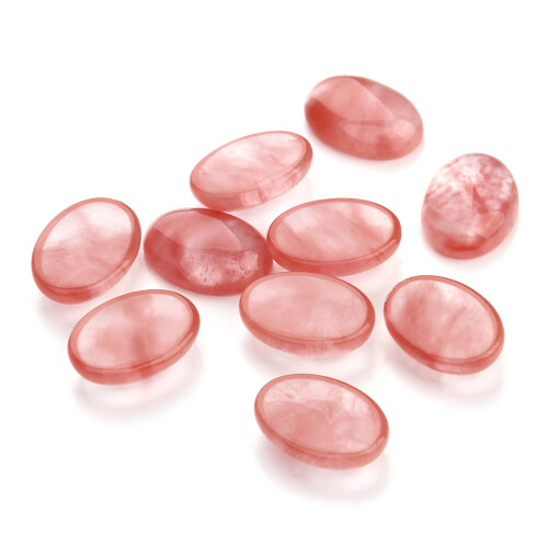 30 Pcs 10X14Mm Agate Stone Oval Patch Watermelon Red For Jewelry Making 2
