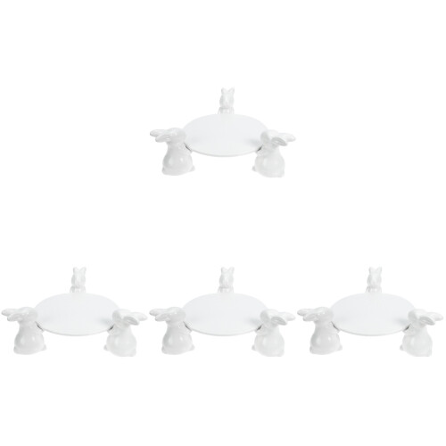 4Pcs Raised Dessert Plate Ceramic Serving Tray White 1