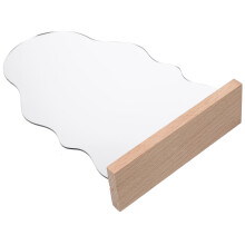 2Pcs Wooden Base Desktop Acrylic Irregular Makeup Mirror