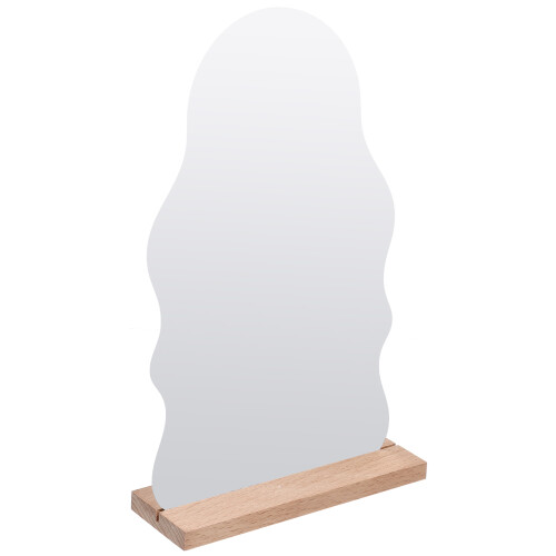 2Pcs Wooden Base Desktop Acrylic Irregular Makeup Mirror 2