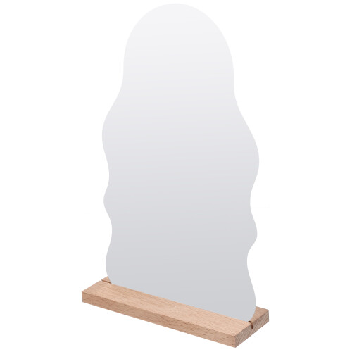 2Pcs Wooden Base Desktop Acrylic Irregular Makeup Mirror 1
