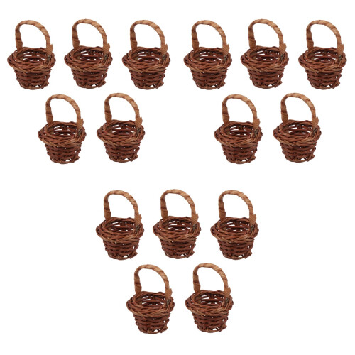 15 Pcs Mini Pocket-Size Rattan Weaving Portable Baskets 2