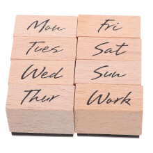 2Sets Beige Holzstempel Set Mit Wochenzahlen Für DIY & Büro