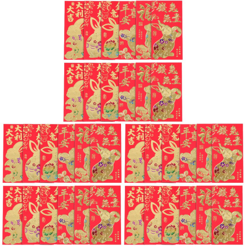 180 Pcs Chinese New Year Red Envelopes Rabbit Year Mixed Style 1