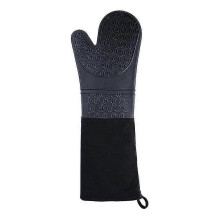 Long Silicone Heat Resistant Kitchen Oven Mitts Set Baking Bbq Gloves