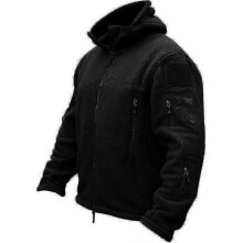 (XL, Black) Men's Tactical Fleece Jacket Warm Military Hooded Combat