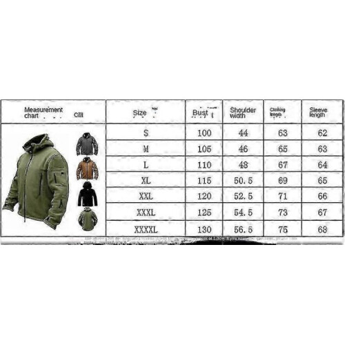 (M,Khaki)Men's Tactical Fleece Jacket Warm Military Hooded Combat 2