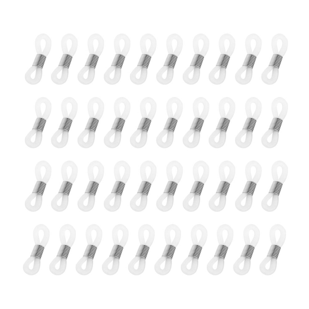 Inoomp 100 Pcs Stainless Steel Silicone Glasses Chain Adjustable Ring