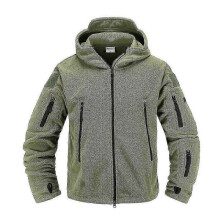 (3XL, Army Green) Men's Tactical Fleece Jacket Warm Military Hooded Combat