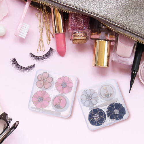 2 Pairs Alloy Flower Cases Plastic Waterproof Storage 2