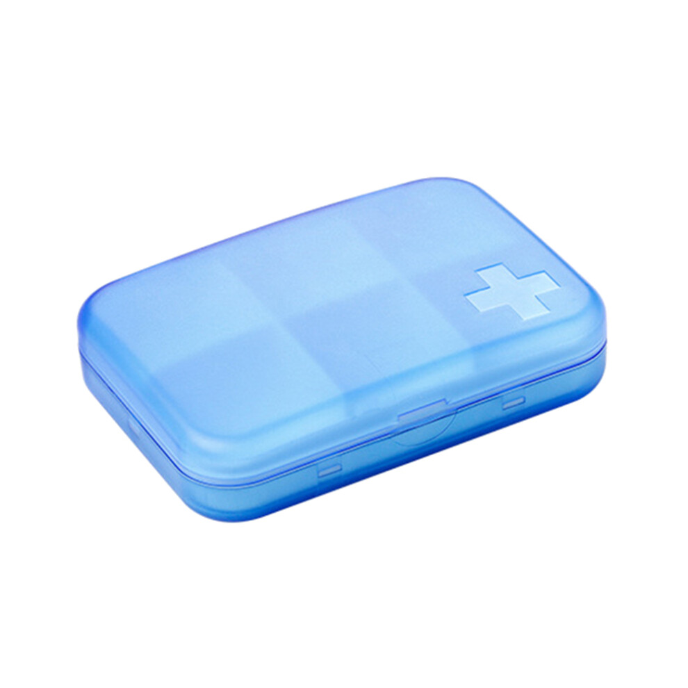 Inoomp Blue 6 Pcs 6 Compartment Pill Organizer Portable Medicine Case