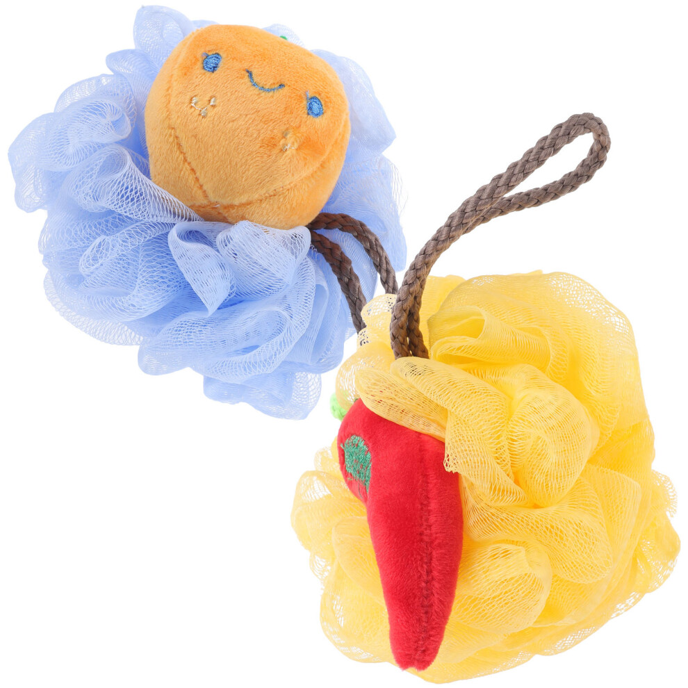 Aboofan 2Pcs Bath Scrubber Ball With Fruit Elements For Kids And Adults