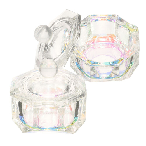 2Pcs Nail Dish Cups Acrylic Dappen Glass With Lid