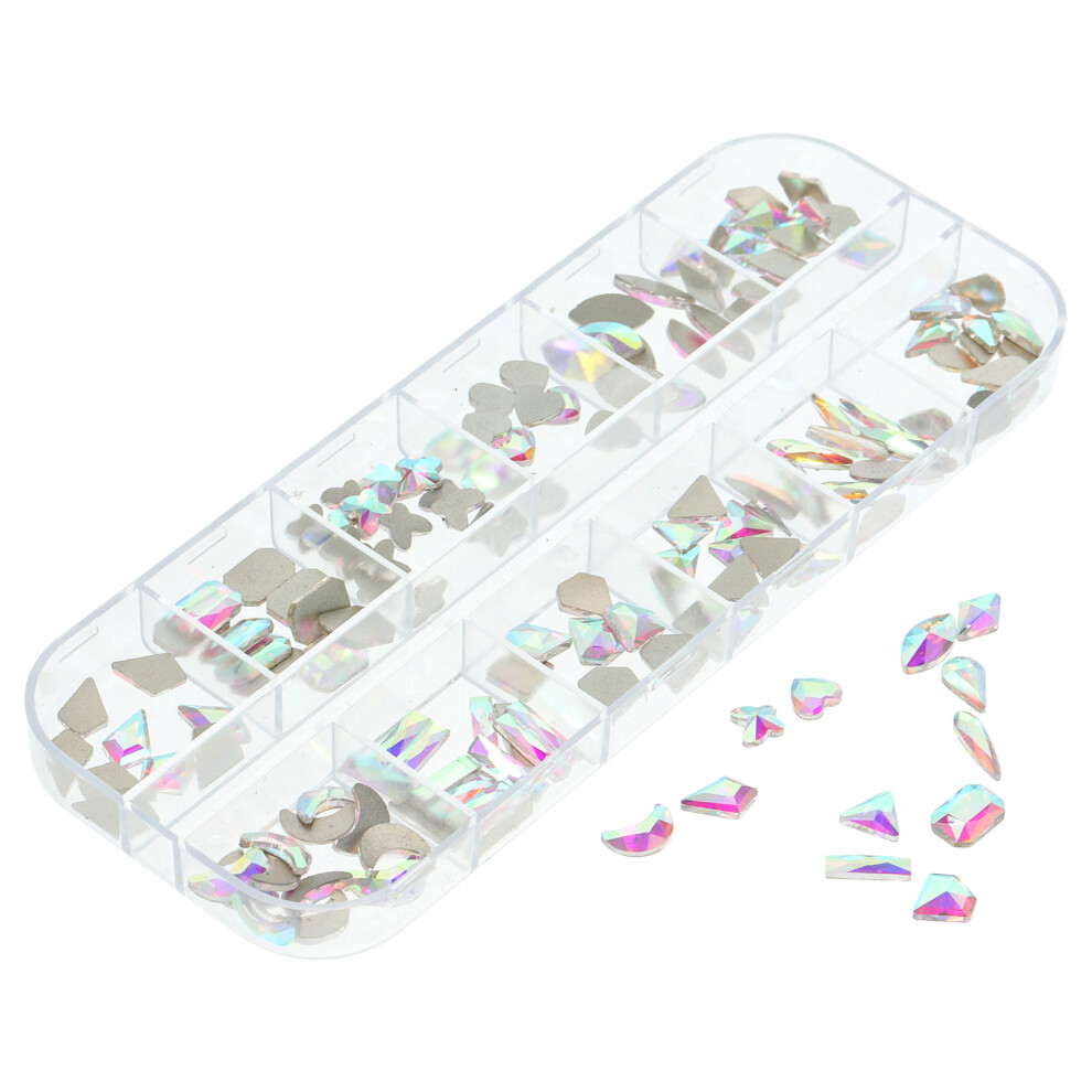 Solustre 4 Boxes Flatback Nail Charms Glass Rhinestones For Manicure