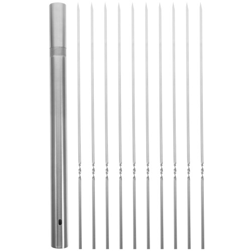 Conjunto De Espetos Planos Aço Inoxidável Com De Armazenamento 1