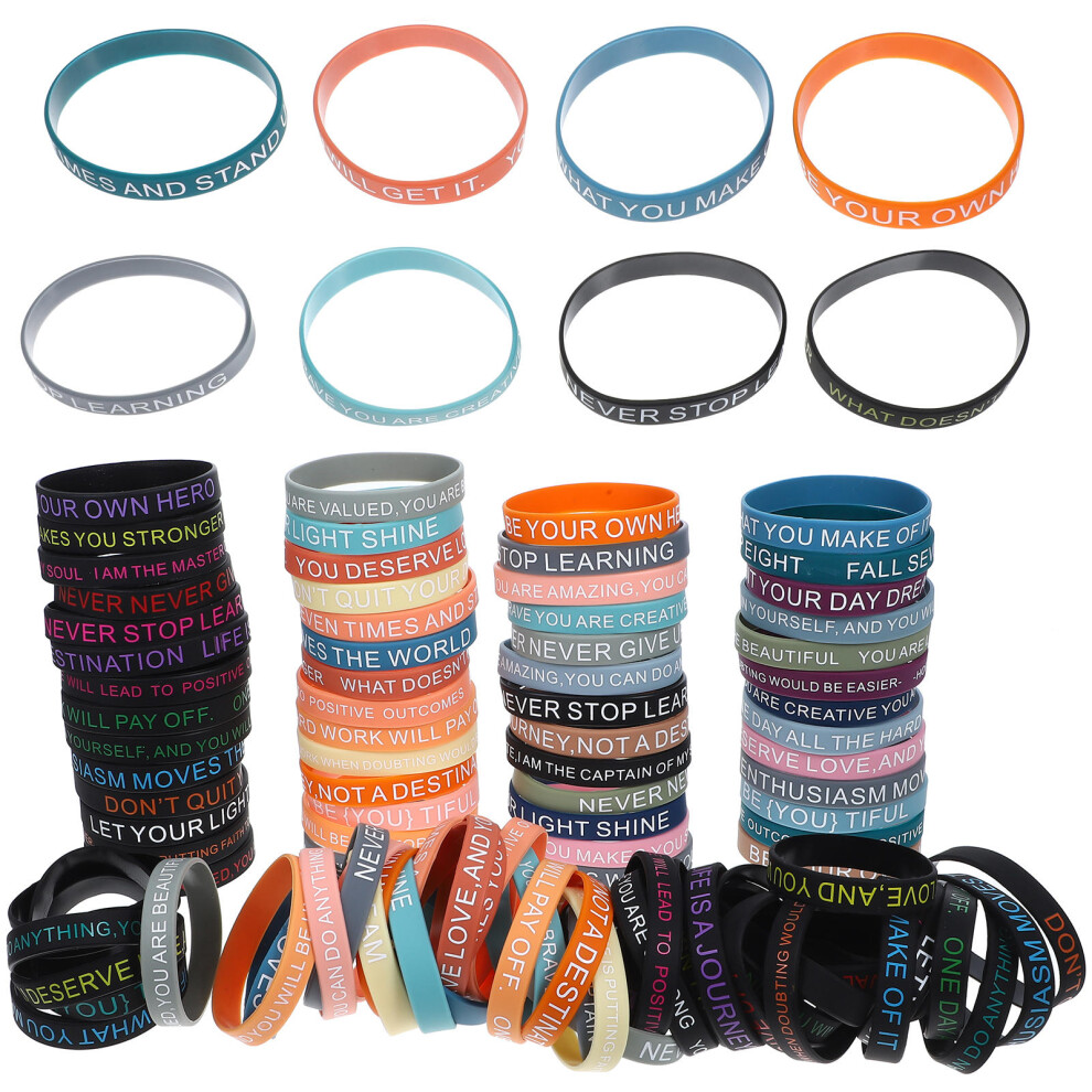 Photos - Other Trainers 100Pcs Motivational Quote Wristbands Inspirational Unisex Bracelets