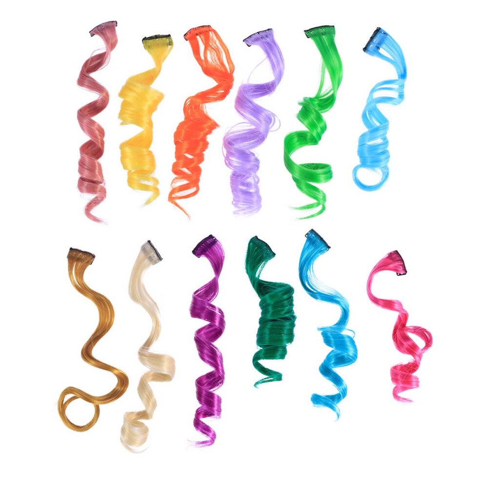 Artibetter 36 Pcs Colored Clip In Hair Extensions Curly Gradient For Party