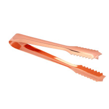 Stainless Steel Ice Tongs Copper Plated With Serrated Tip Ice Clip For Ice Bucket Barware Restaurant Use