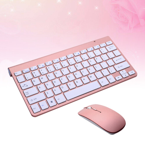 2.4G Mini Wireless Keyboard Ultra Thin With Mouse Home Office Rose Gold 2