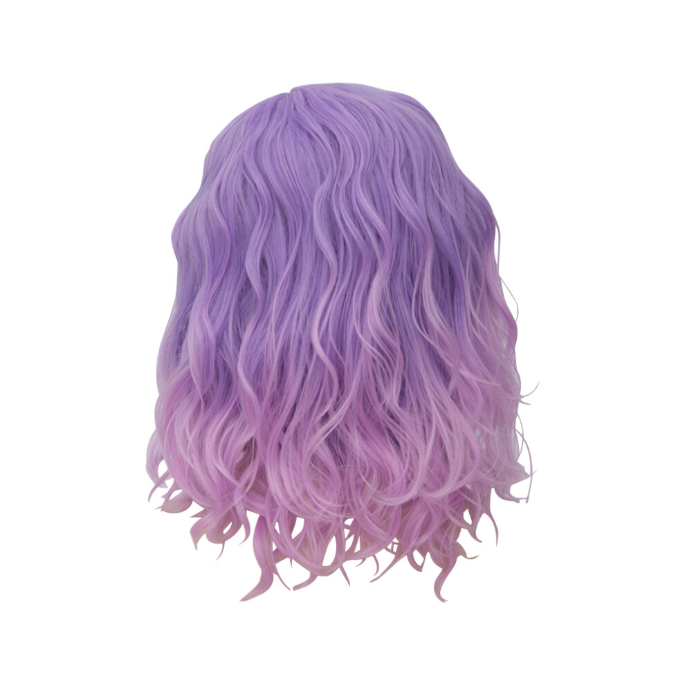 Aboofan Unisex Fashion Gradient Short Curly Synthetic Wig With Side Swept Bangs Om833